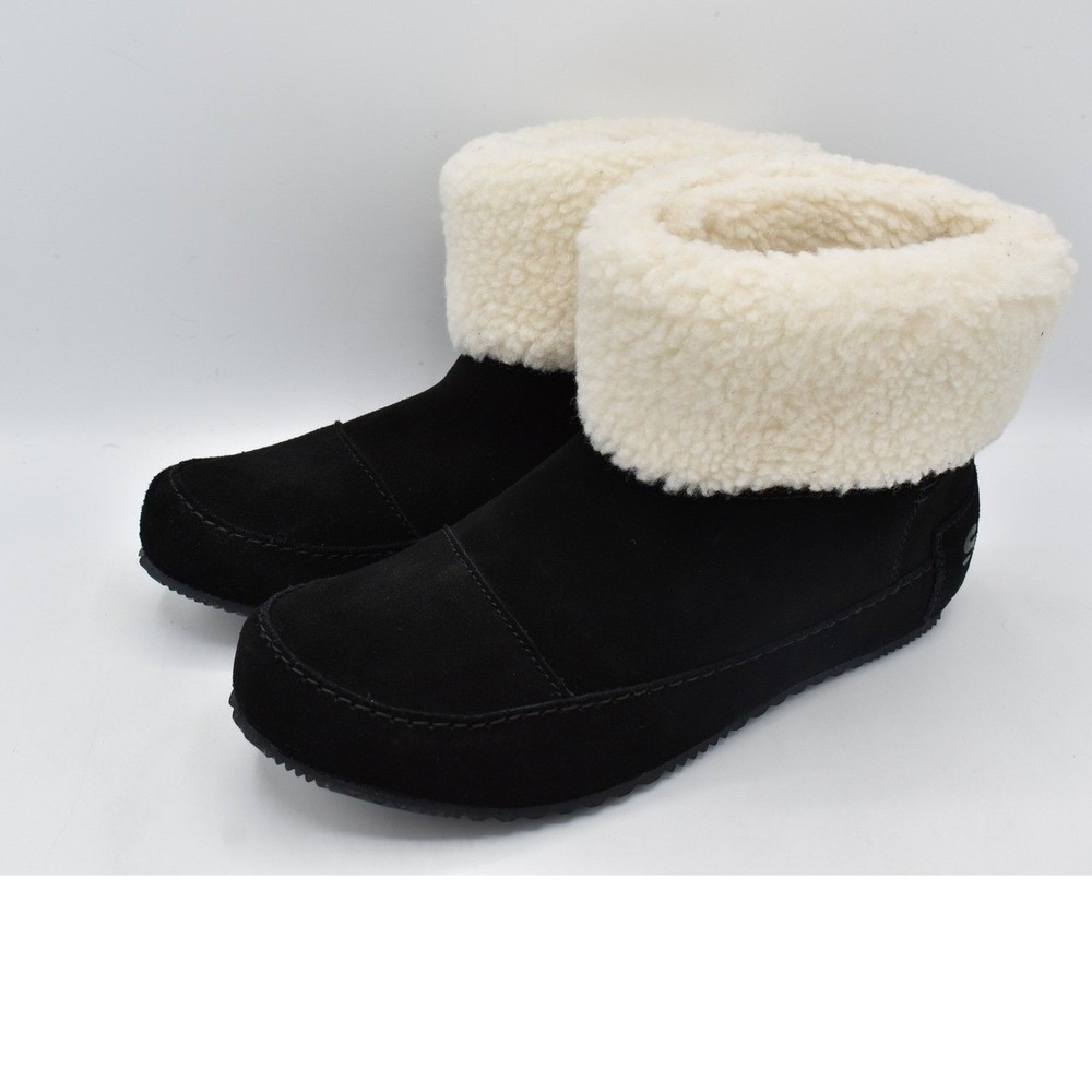 Sorel Women Size 9 Go Stumptown Faux Fur Lined Black Suede Booties Boots Shoes